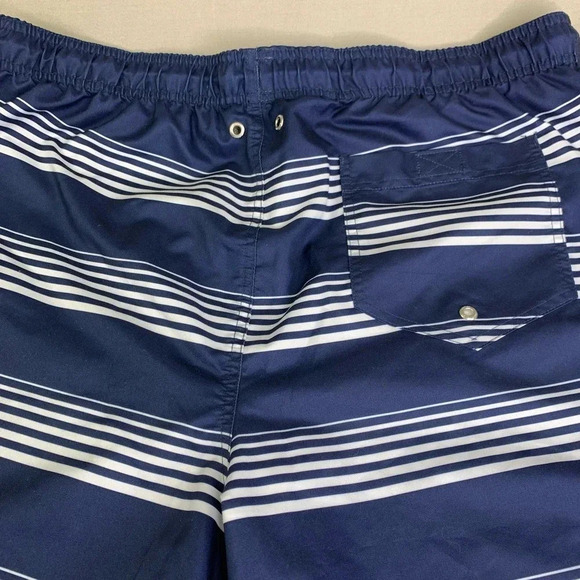 Lands' End Swimwear Drawstring Lined Swim Trunks Shorts XL 40/42 Blue Stripes - Picture 5 of 14